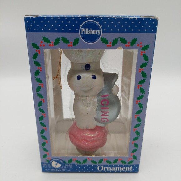 Kurt Adler Pillsbury Dough Boy Holding Cupcake Ornament 1998 - Picture 1 of 6